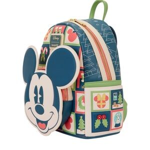 Disney Loungefly Holiday Backpack with Blue and Red Accents NWT
